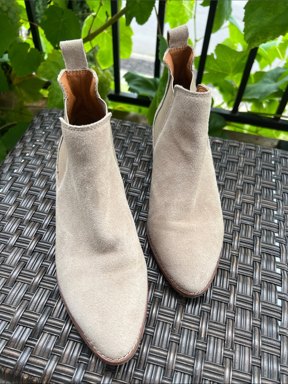 Lucky Brand Suede Chelsea Booties - Cream